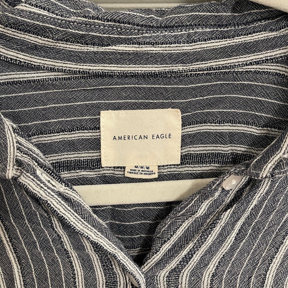 American Eagle Outfitters Blue Striped Button-Down Shirt - Picture 2 of 5